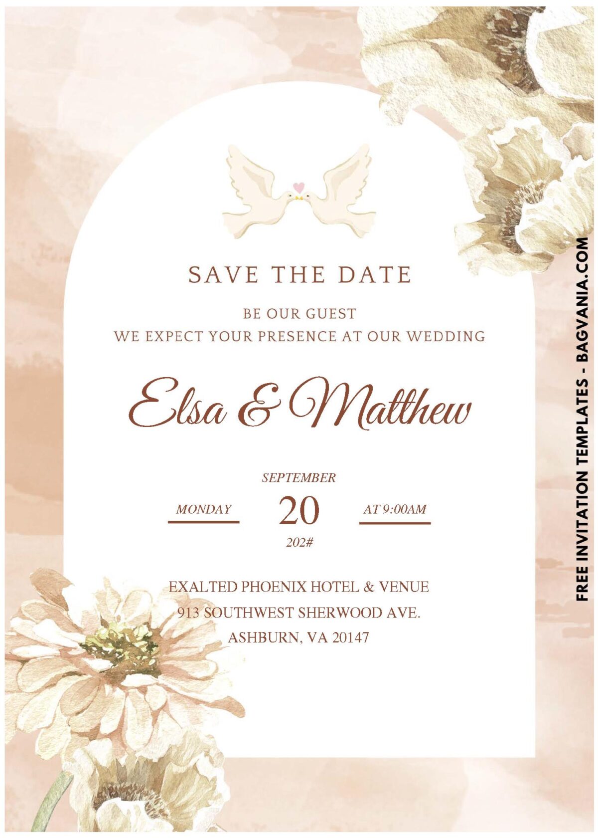 (Easily Edit PDF Invitation) Minimalist Watercolor Floral Wedding Invitation D
