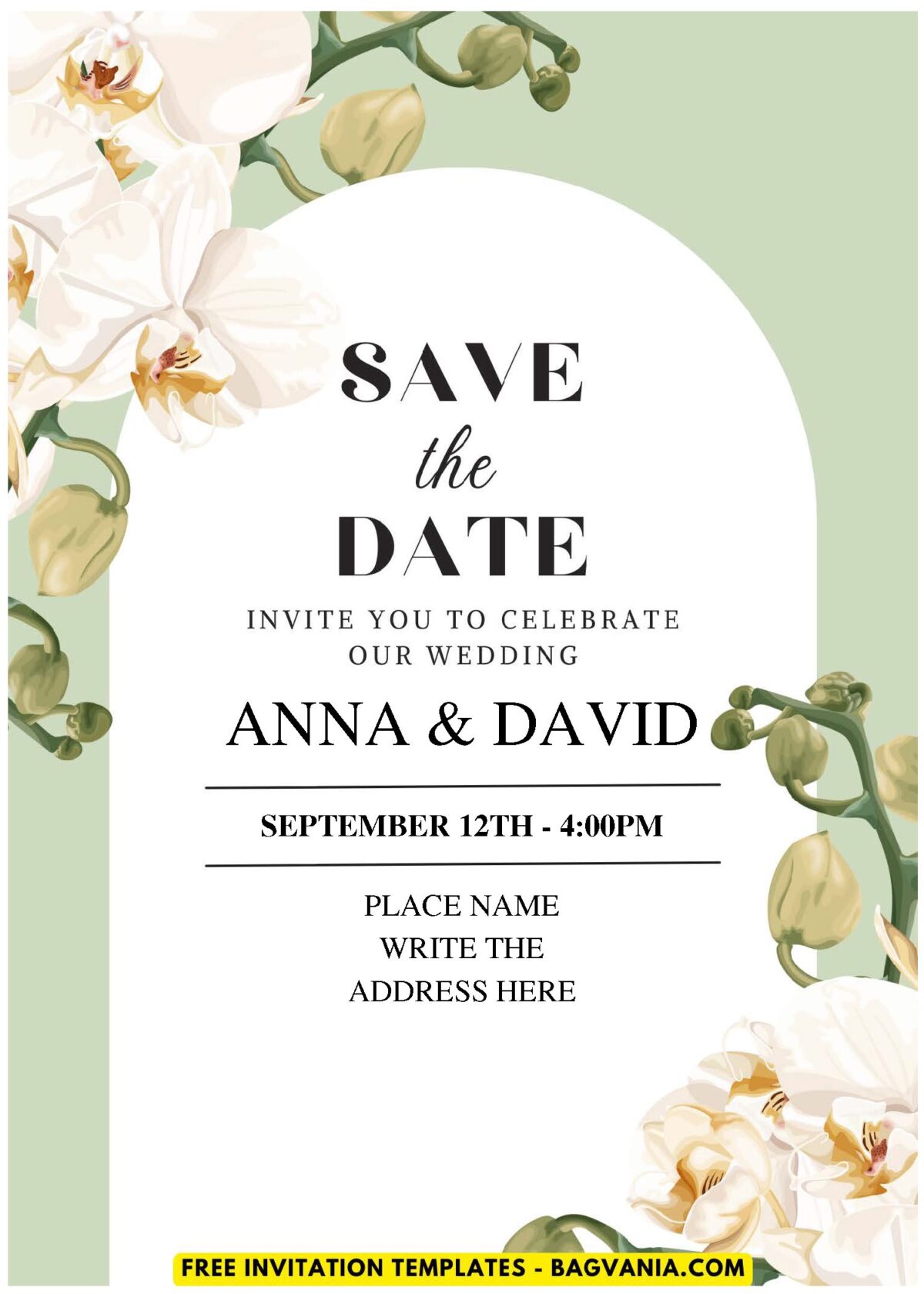 (Easily Edit PDF Invitation) Blossoming Orchid Wedding Invitation F
