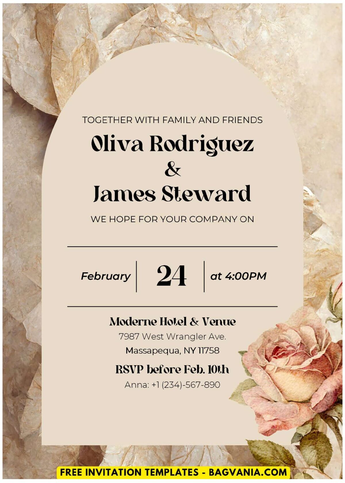 (Easily Edit PDF Invitation) Romantic Dusty Rose Wedding Invitation D