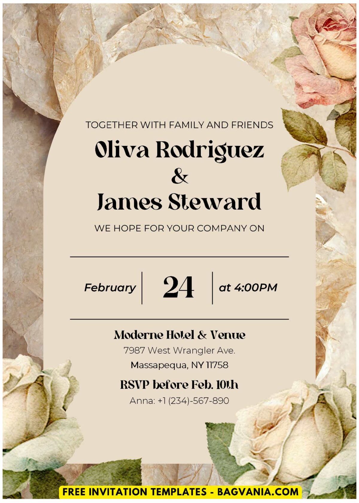 (Easily Edit PDF Invitation) Romantic Dusty Rose Wedding Invitation F
