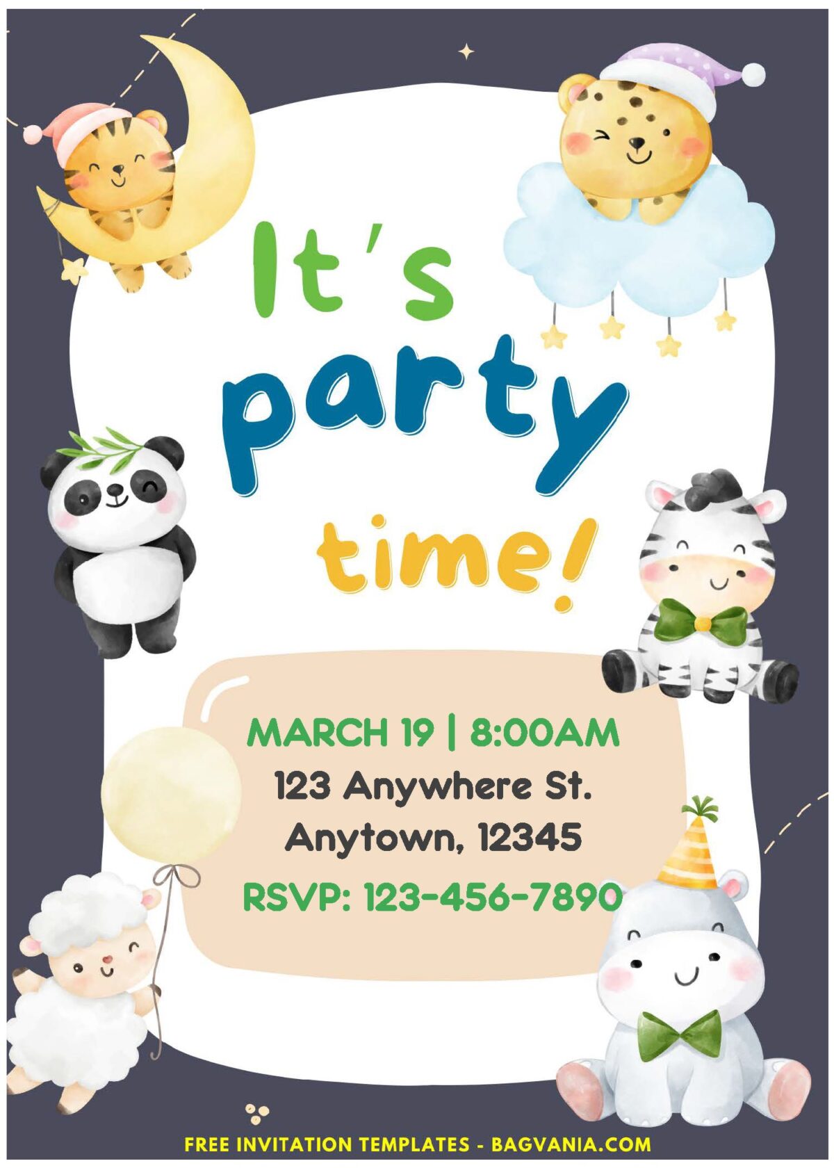(Easily Edit PDF Invitation) Party Time Jungle Birthday Invitation F