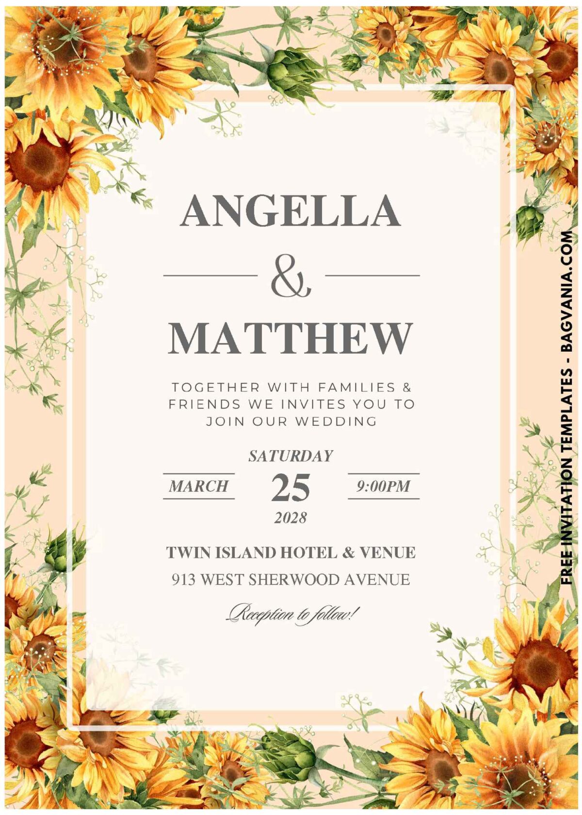 (Easily Edit PDF Invitation) Blooming Sunflower Garden Wedding Invitation E