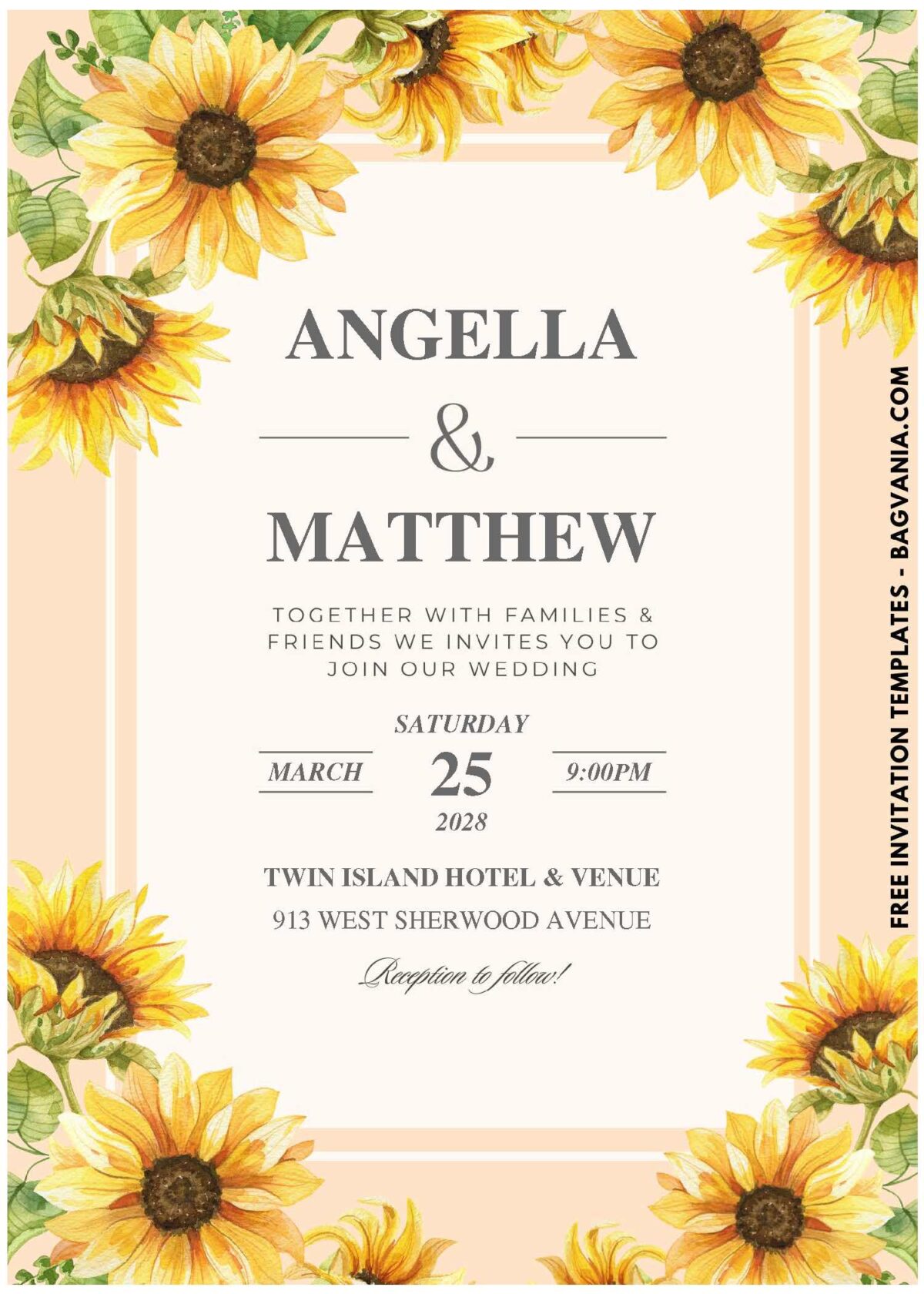 (Easily Edit PDF Invitation) Blooming Sunflower Garden Wedding Invitation F