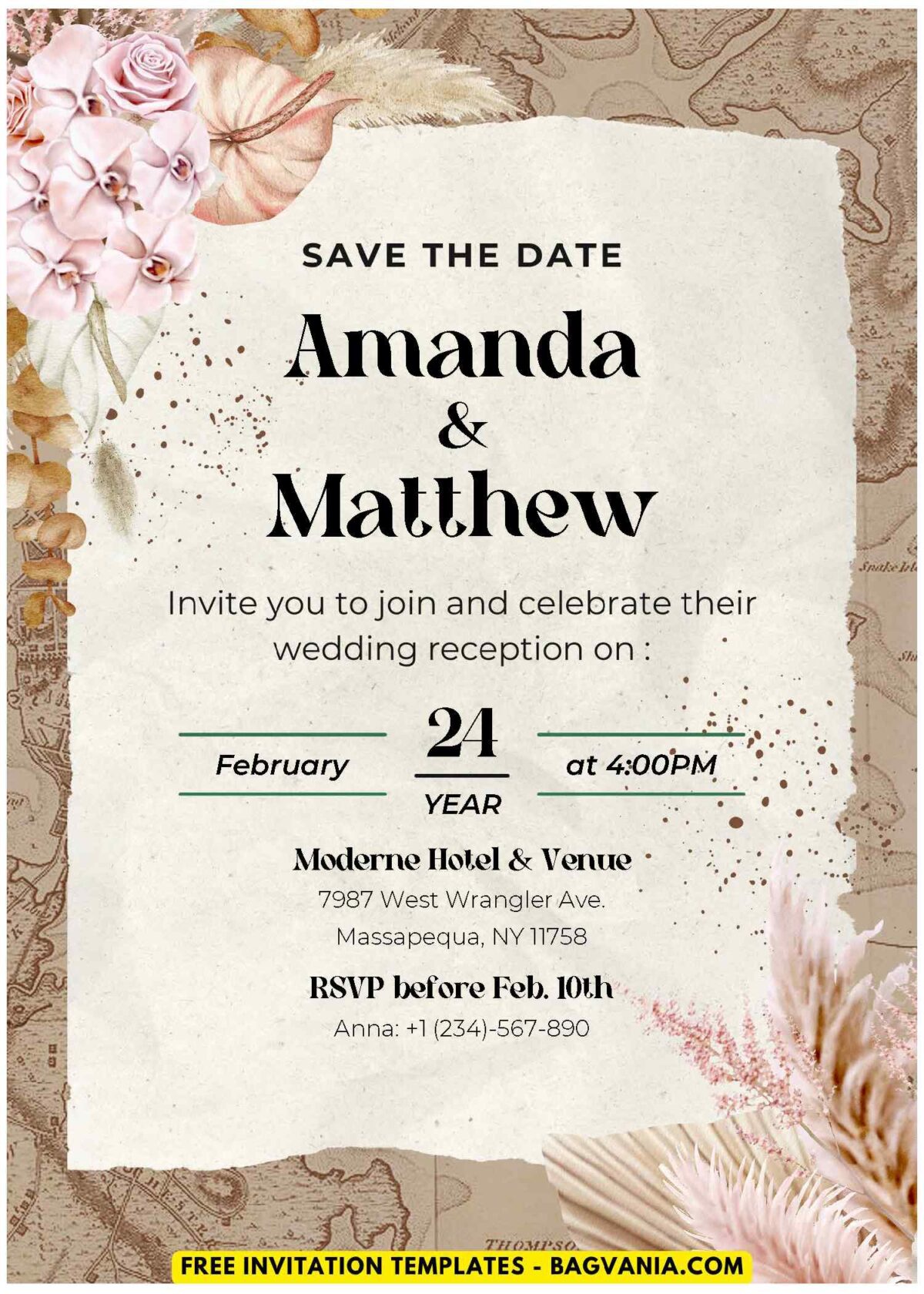 (Easily Edit PDF Invitation) Eclectic Bohemian Style Wedding Invitation D