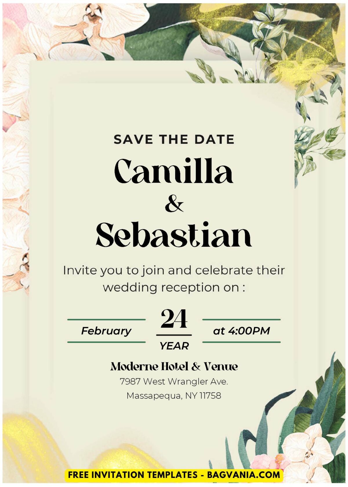 (Easily Edit PDF Invitation) Aesthetic Greenery Monster Wedding Invitation D