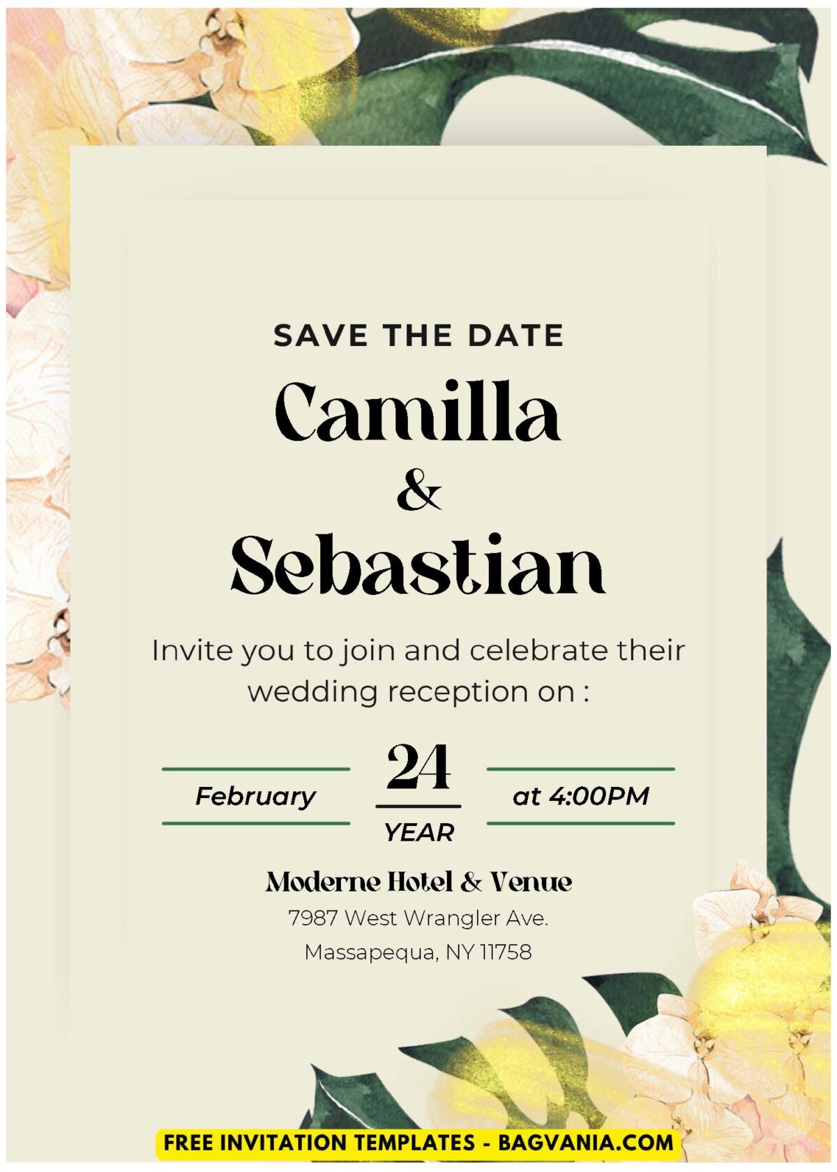 (Easily Edit PDF Invitation) Aesthetic Greenery Monster Wedding Invitation E