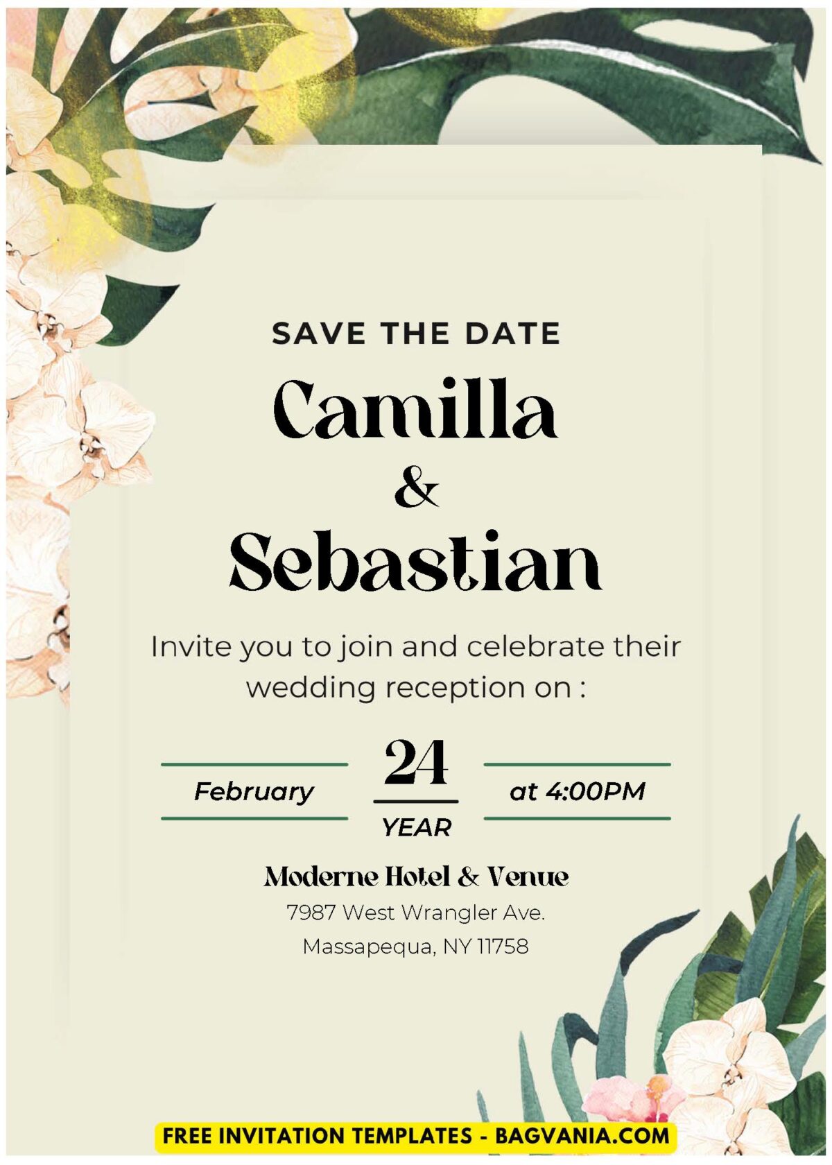 (Easily Edit PDF Invitation) Aesthetic Greenery Monster Wedding Invitation F