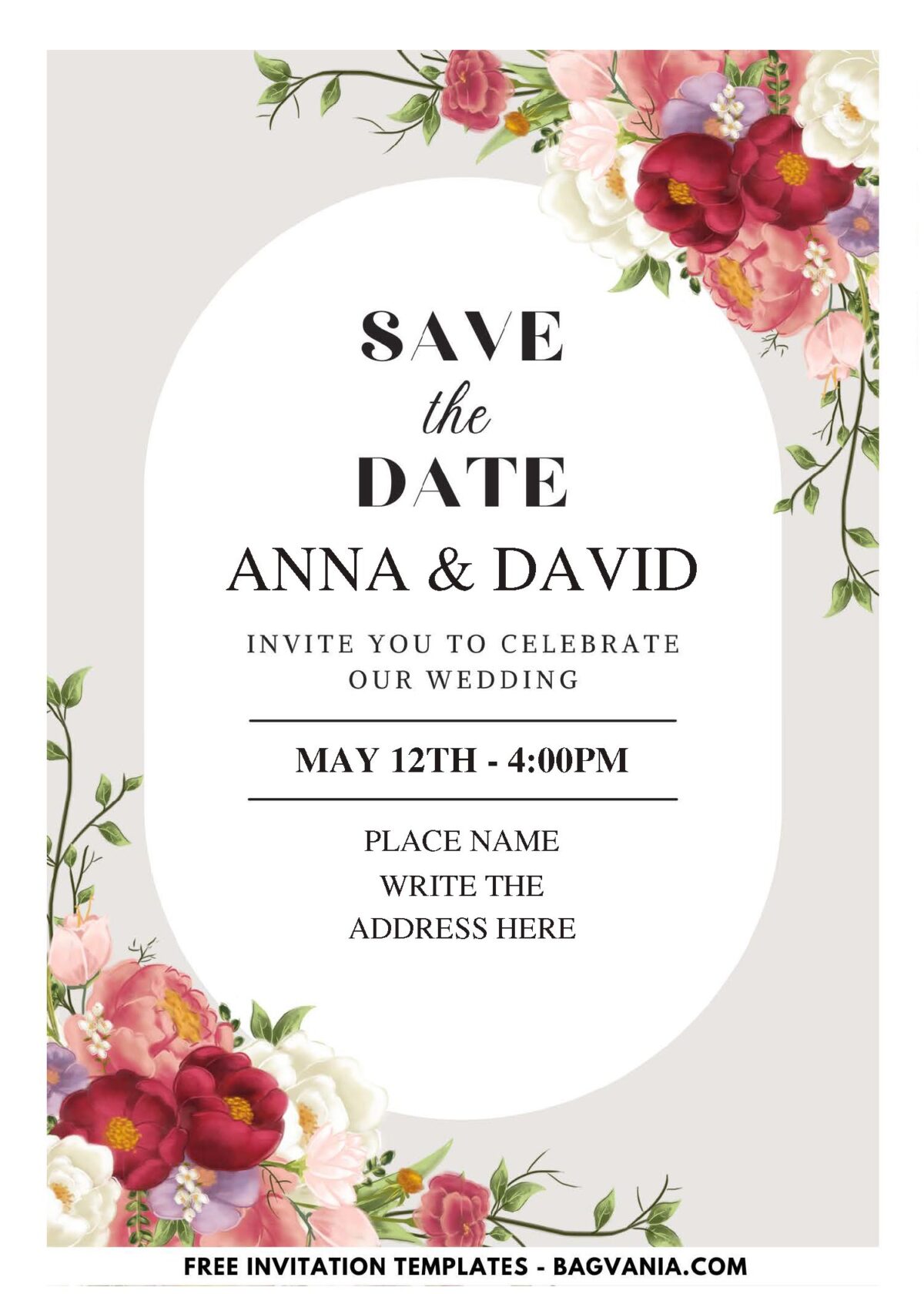 (Easily Edit PDF Invitation) Delicate Floral Wedding Invitation E