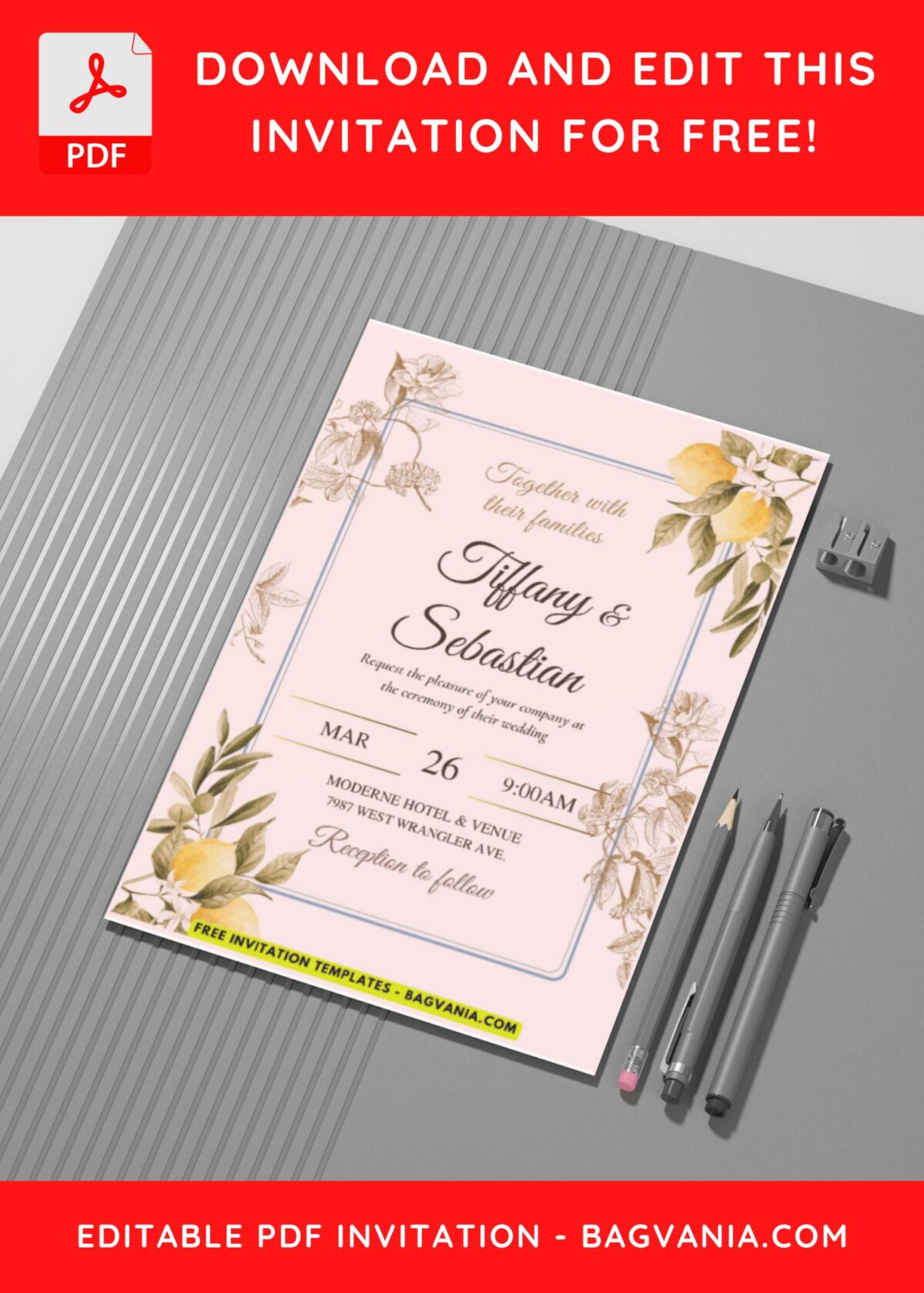 (Easily Edit PDF Invitation) Simple Floral & Greenery Wedding Invitation C