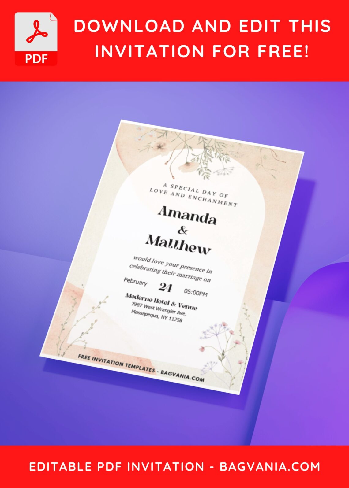 (Easily Edit PDF Invitation) Enchanting Garden Nuptial Wedding ...