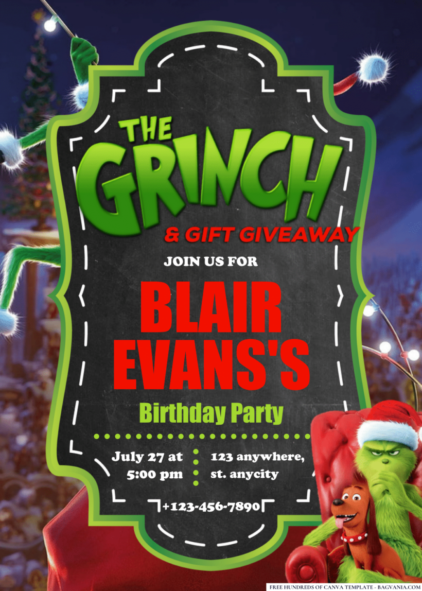 FREE PDF Invitation – The Grinch Birthday Invitations | FREE Printable ...