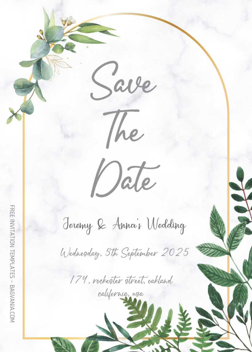 FREE PDF Invitation - Botanical Greenery Wedding Invitation Templates