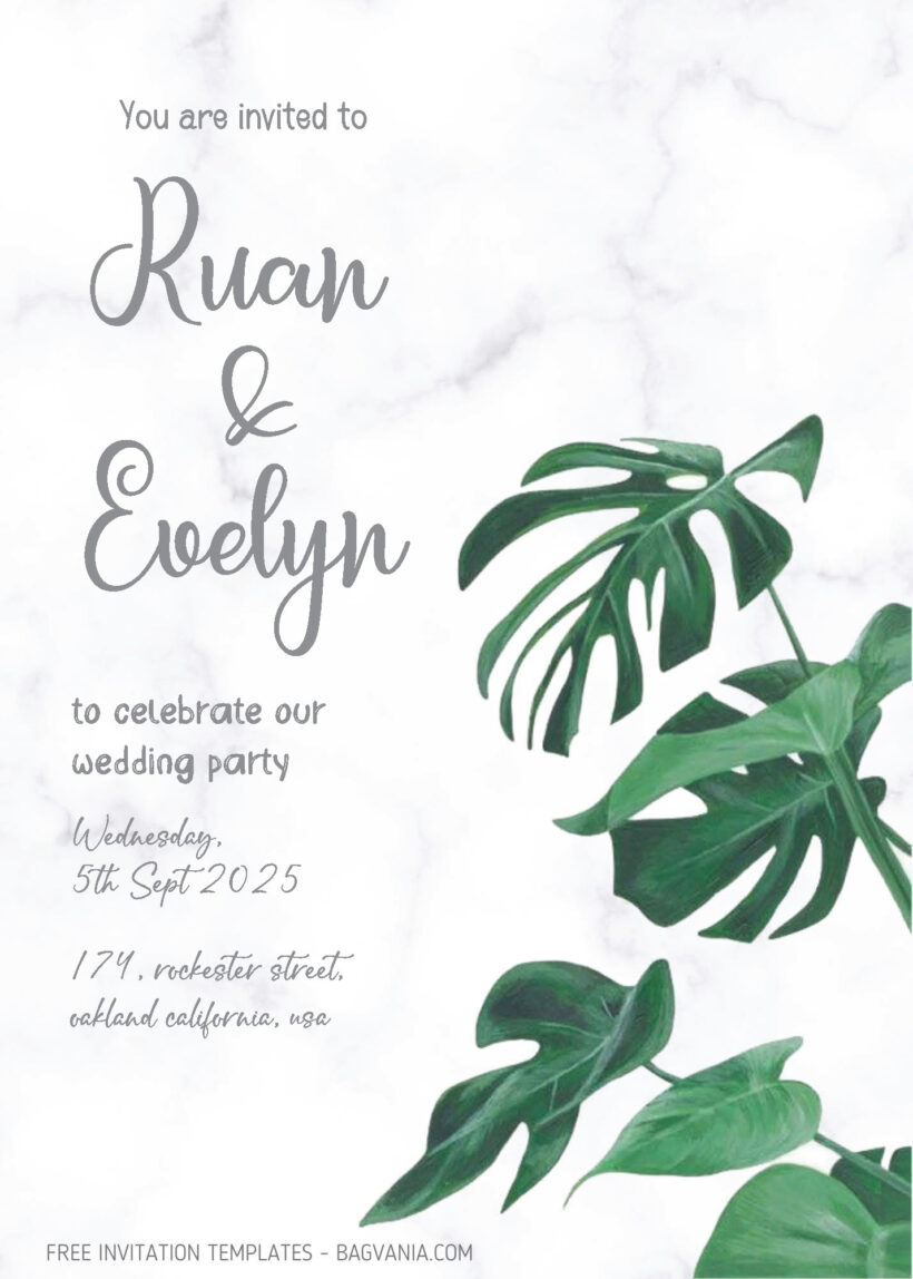 FREE PDF Invitation - Botanical Greenery Wedding Invitation Templates