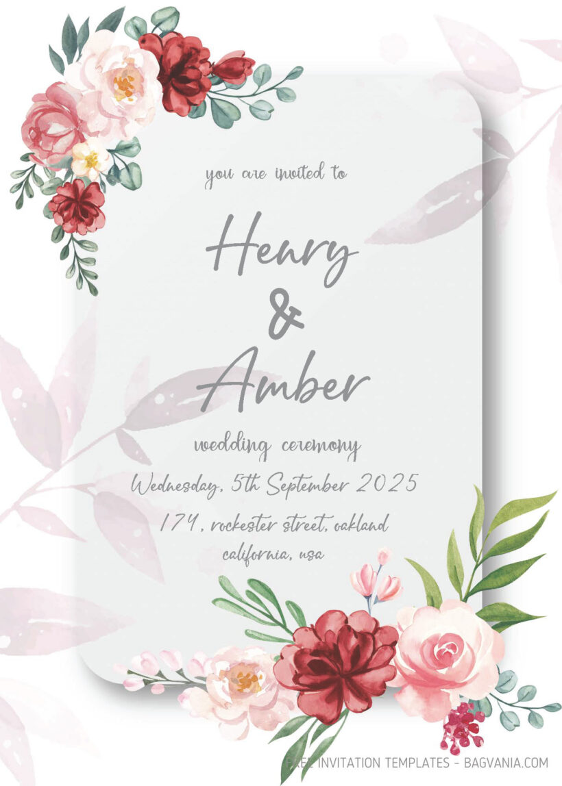 FREE PDF Invitation - Flower Bouquet Wedding Invitation Templates