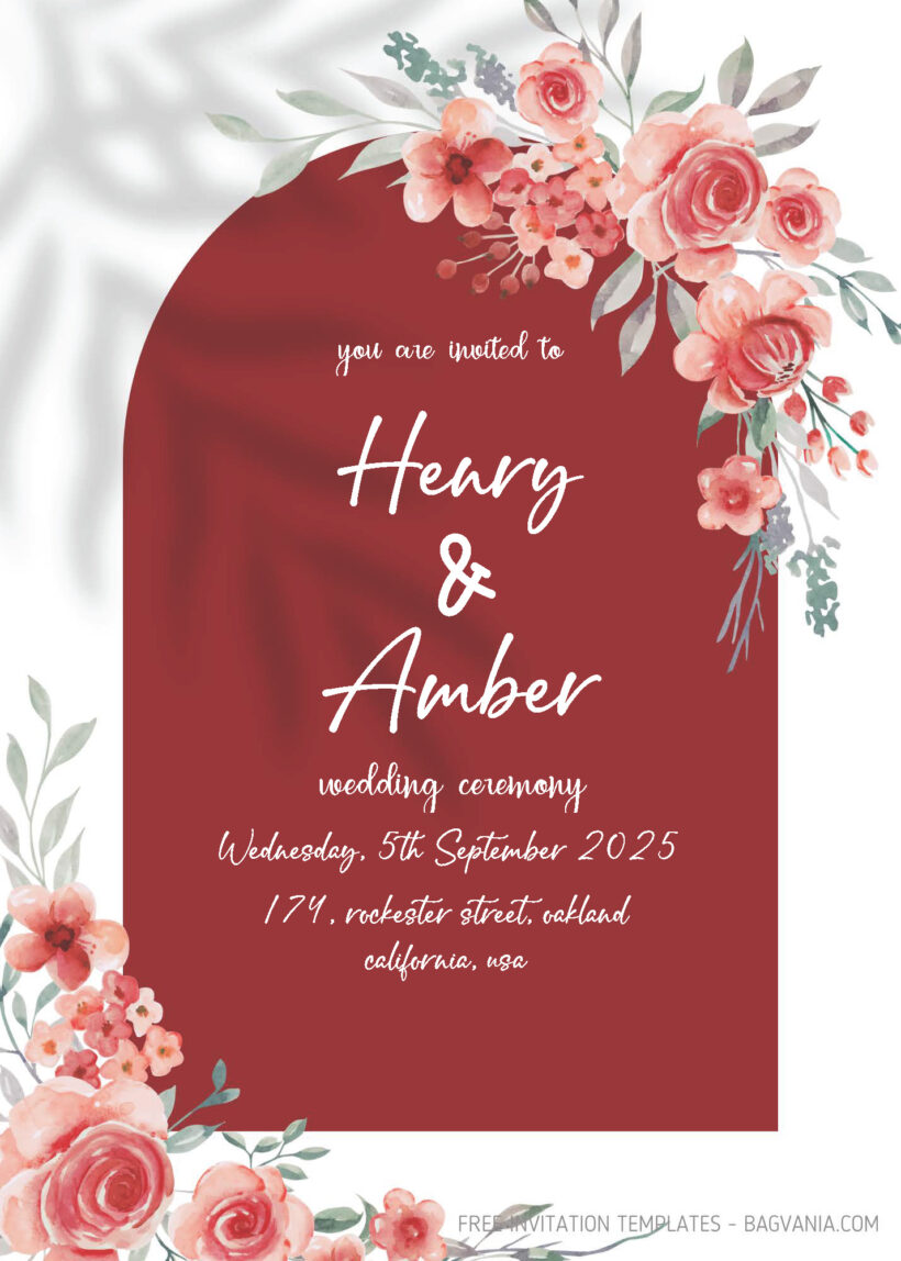 FREE PDF Invitation - Flower Bouquet Wedding Invitation Templates