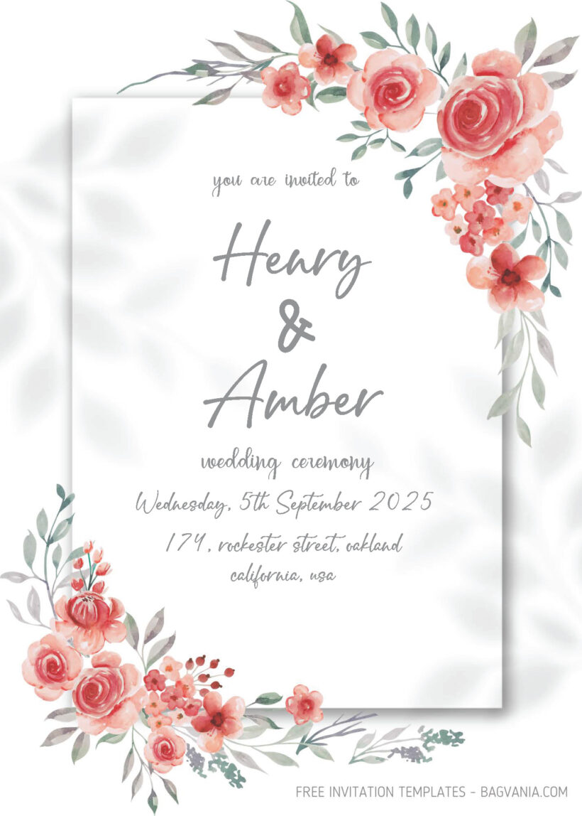 FREE PDF Invitation - Flower Bouquet Wedding Invitation Templates