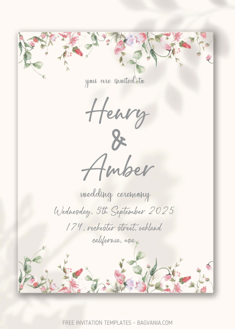 FREE PDF Invitation - Frame Floral Wedding Invitation Templates