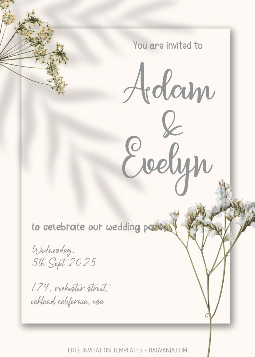 FREE PDF Invitation - Frame Floral Wedding Invitation Templates