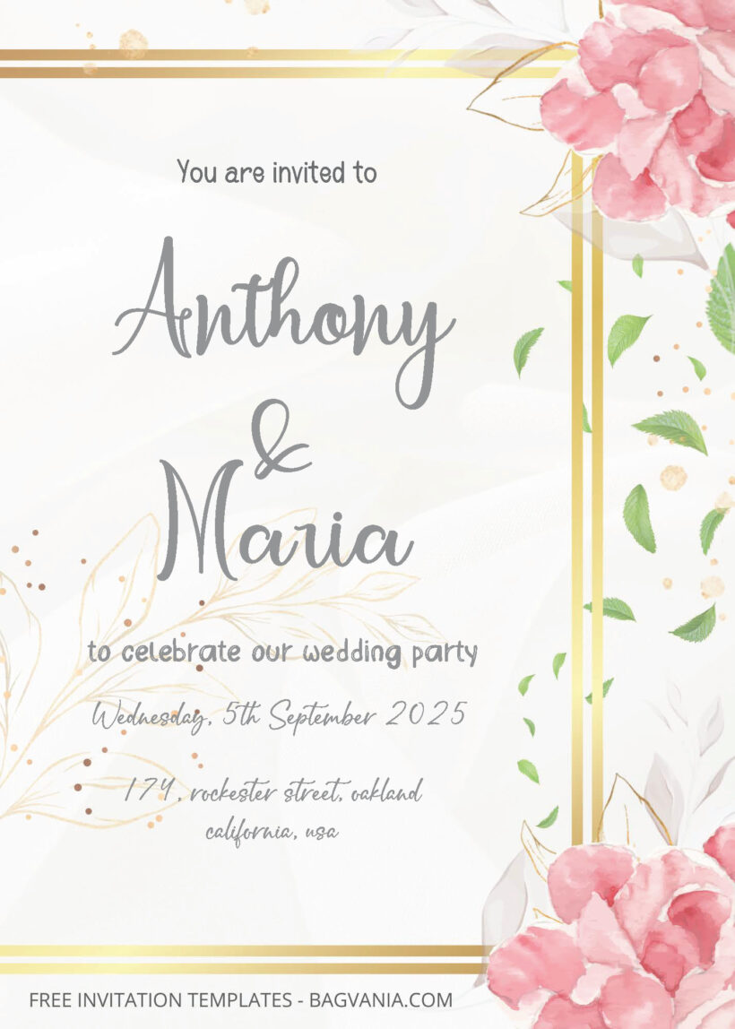 FREE PDF Invitation - Peony Season Floral Wedding Invitation Templates