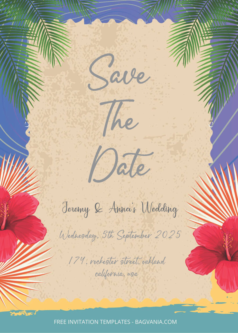 FREE PDF Invitation - Tropical Summer Taste Wedding Invitation Templates