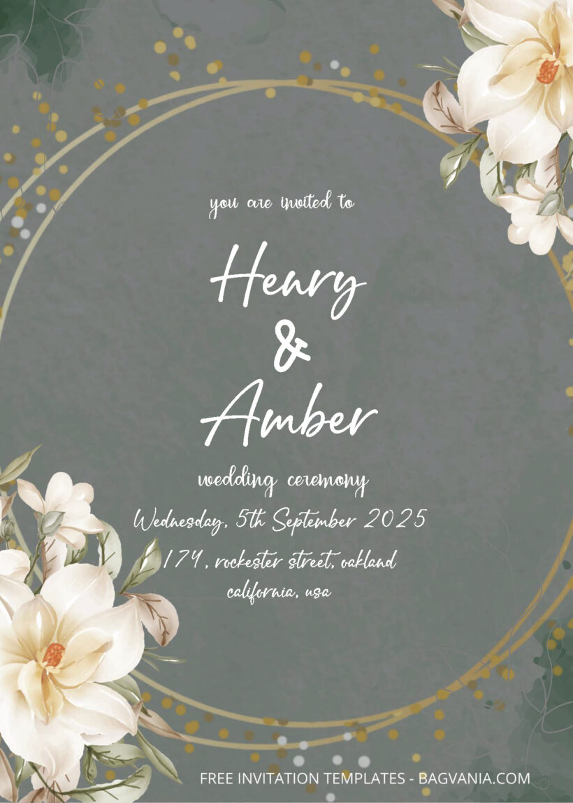 FREE PDF Invitation - White Floral Wedding Invitation Templates