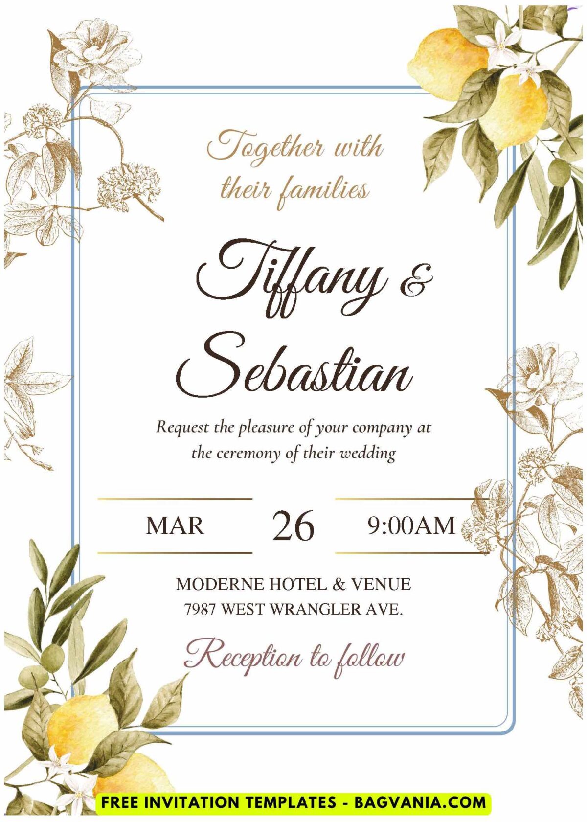 (Easily Edit PDF Invitation) Simple Floral & Greenery Wedding Invitation J