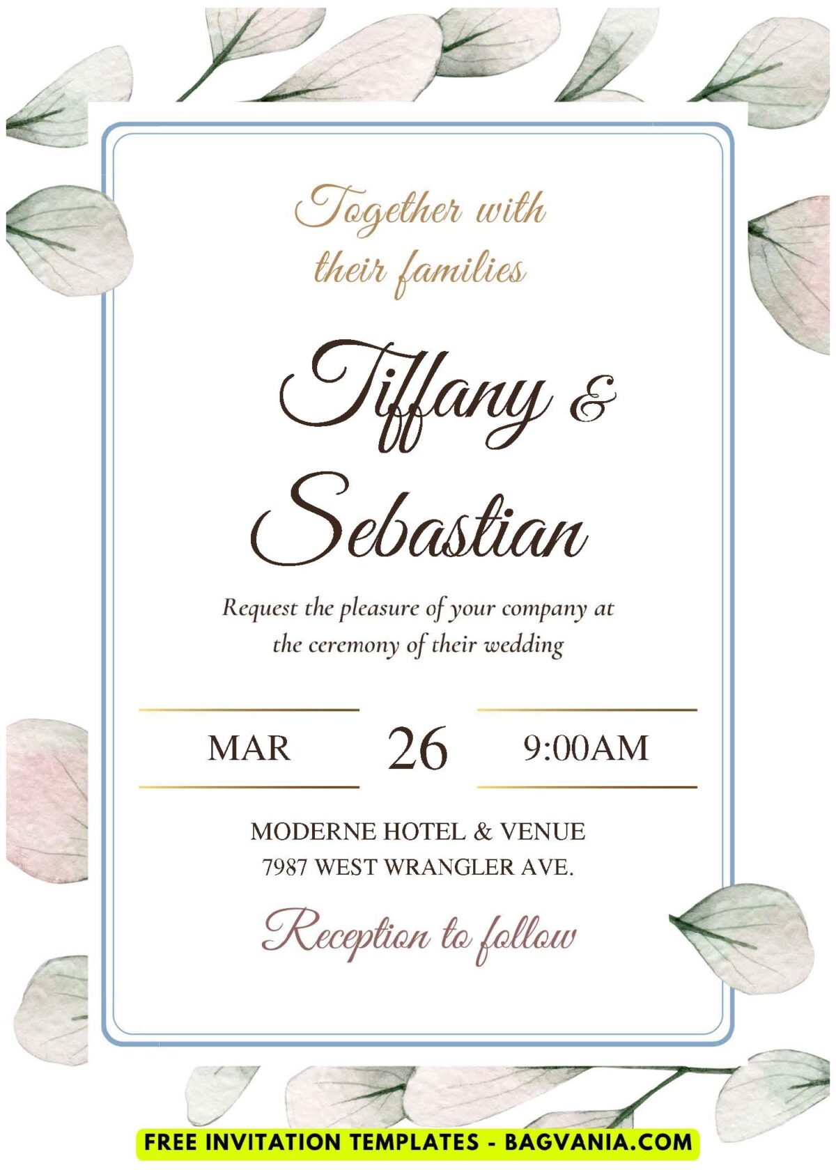 (Easily Edit PDF Invitation) Simple Floral & Greenery Wedding Invitation B