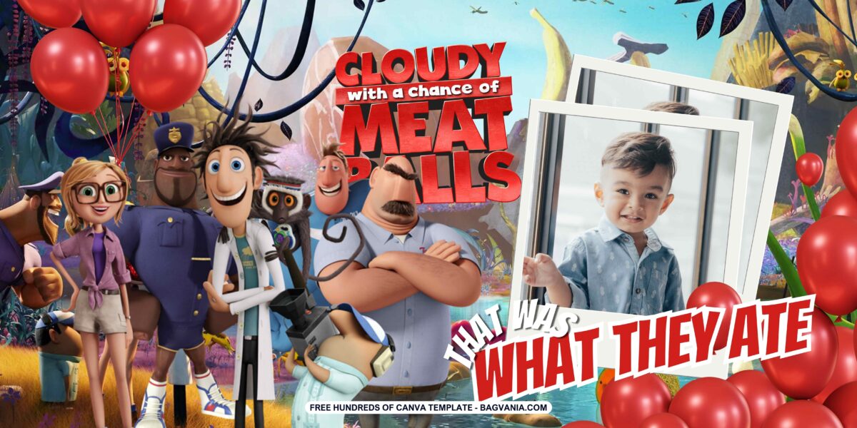 FREE Download Cloudy with Chance of Meatballs Birthday Banner
