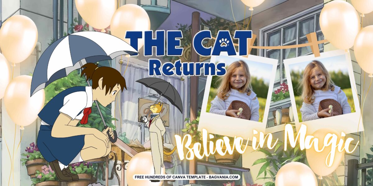 FREE Editable The Cat Returns Birthday Banner