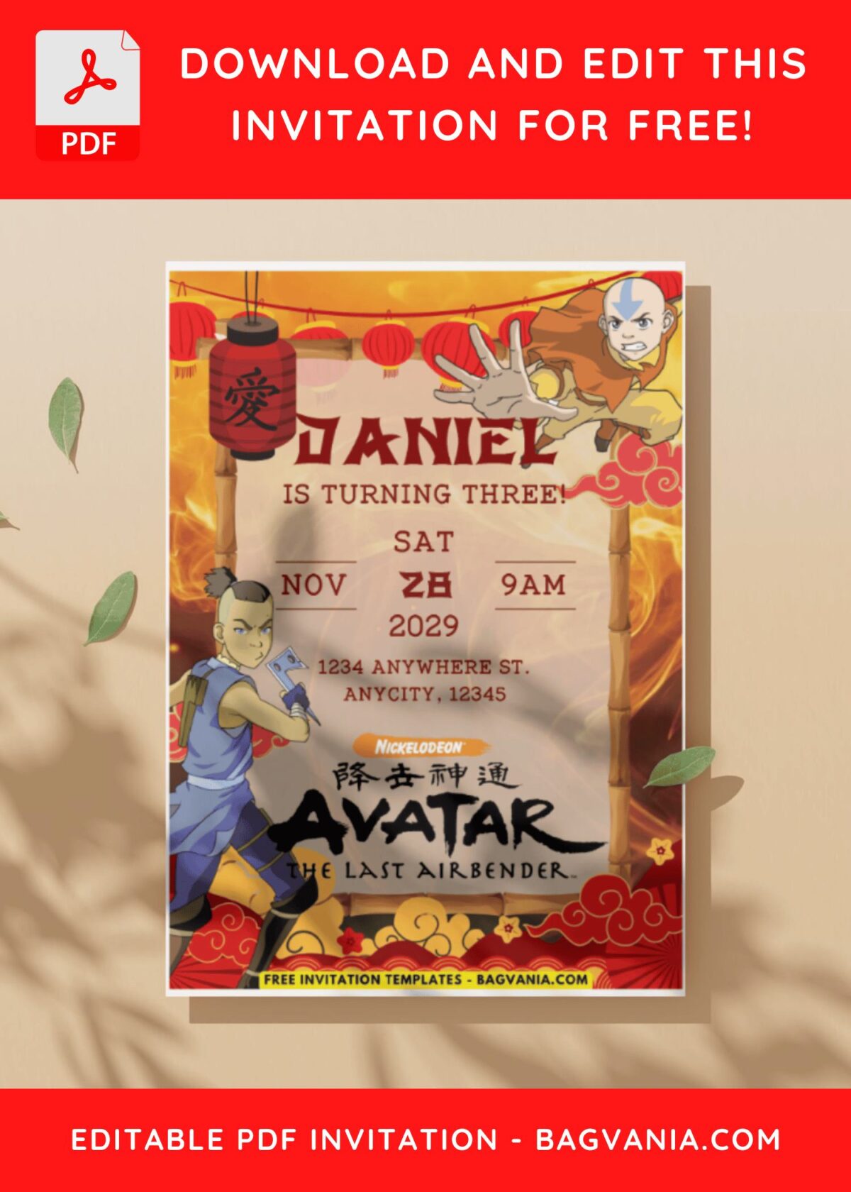 (Easily Edit PDF Invitation) Awesome Avatar Themed Birthday Invitation C
