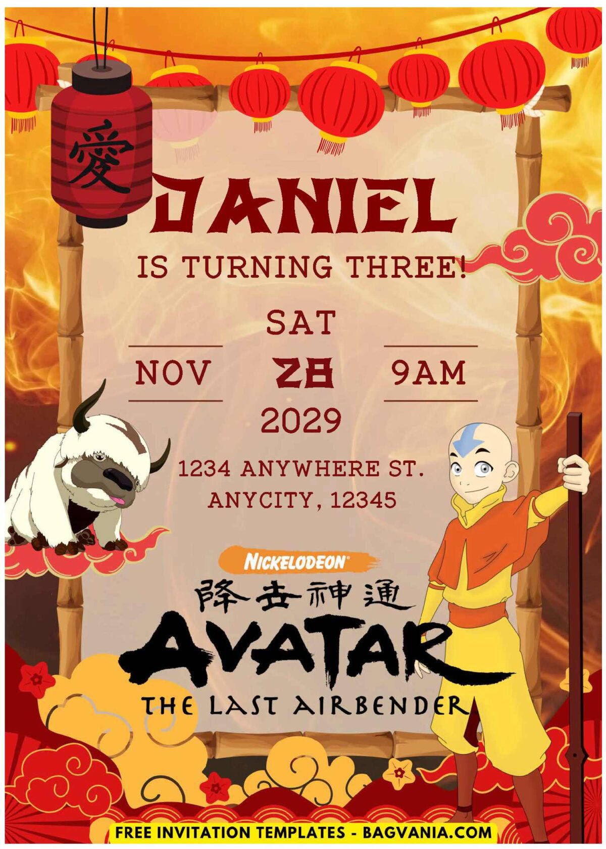 (Easily Edit PDF Invitation) Awesome Avatar Themed Birthday Invitation E