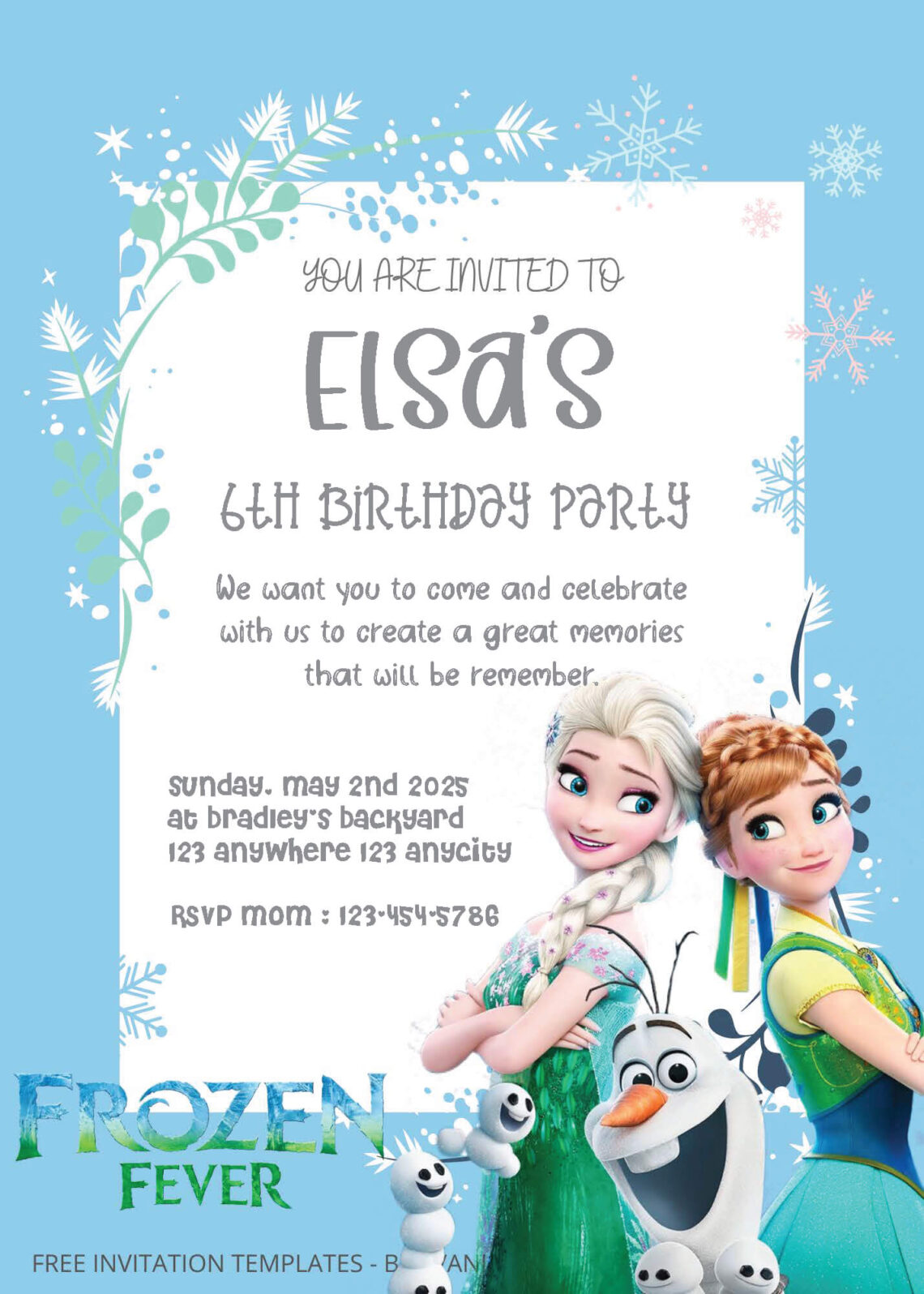 FREE PDF Invitation - Frozen Birthday Invitation Templates | Bagvania