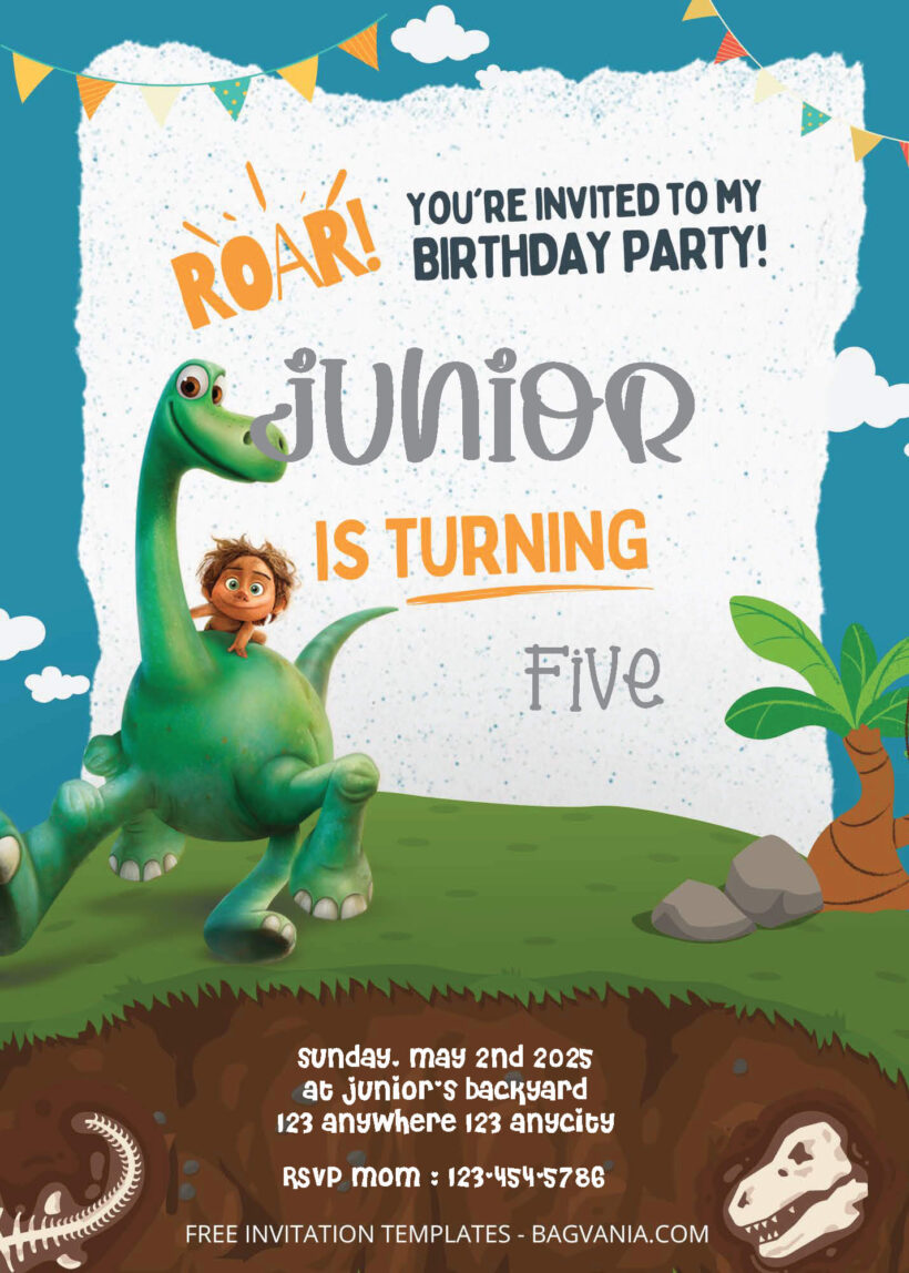 FREE PDF Invitation - Good Dinosaur Birthday Invitation Templates