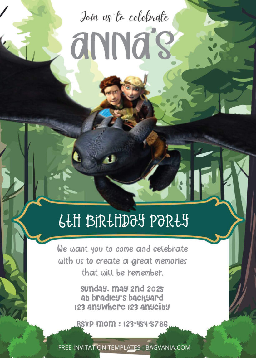 FREE PDF Invitation - How To Train Your Dragon Birthday Invitation Templates