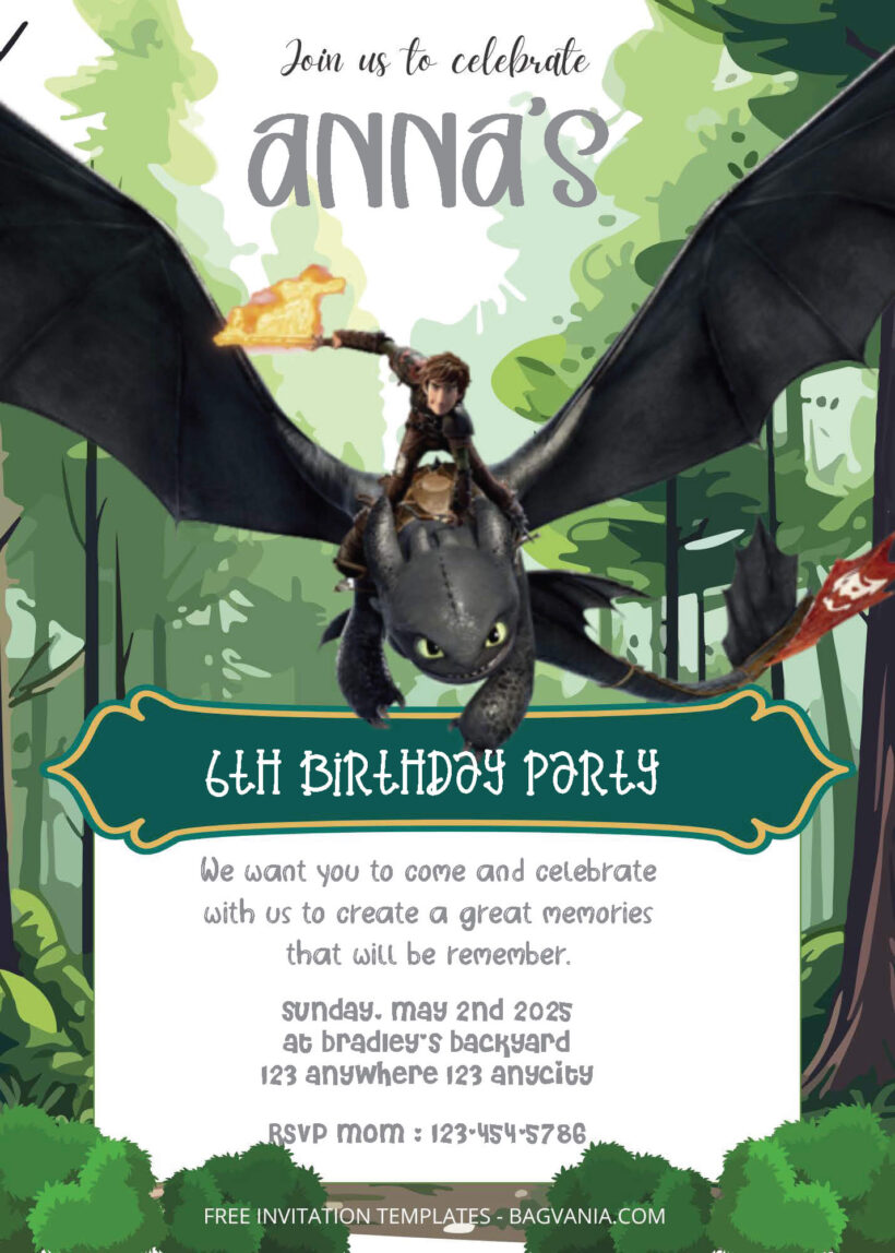 FREE PDF Invitation - How To Train Your Dragon Birthday Invitation Templates