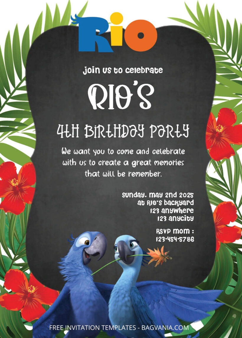 FREE PDF Invitation - Rio Birthday Invitation Templates