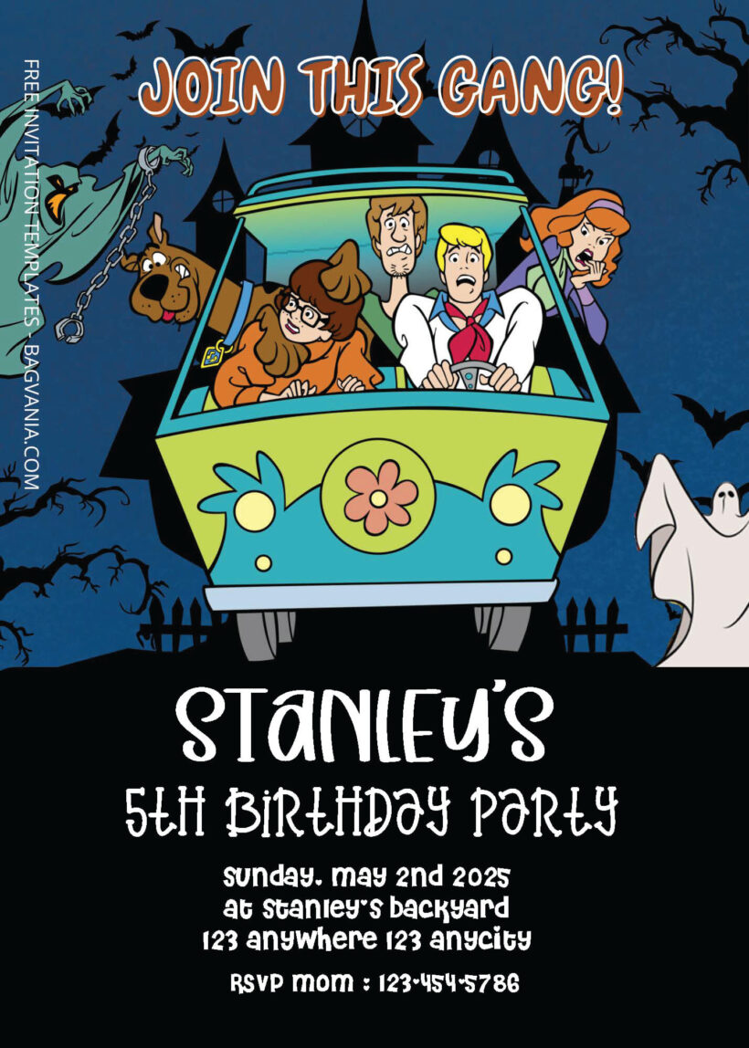 FREE PDF Invitation - Scooby Doo Birthday Invitation Templates