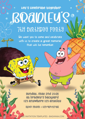 FREE PDF Invitation – Spongebob Squarepants Birthday Invitation ...