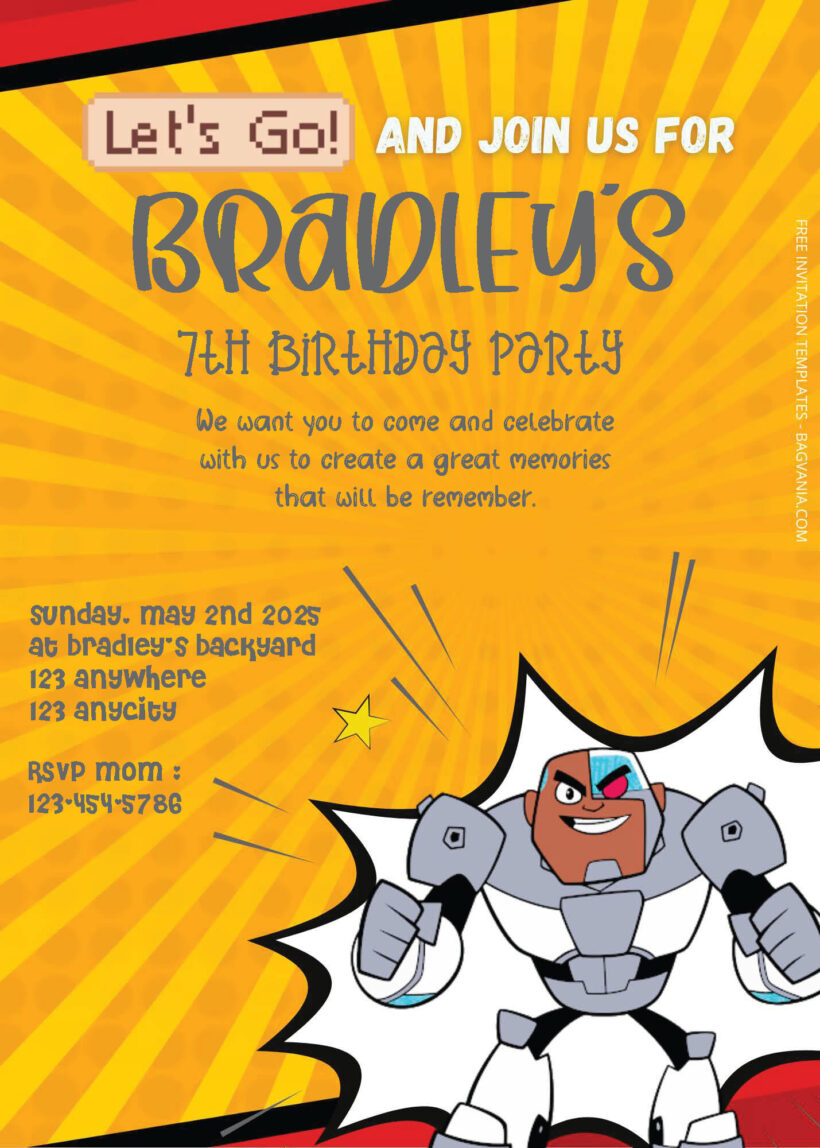 FREE PDF Invitation - Teen Titans Birthday Invitation Templates