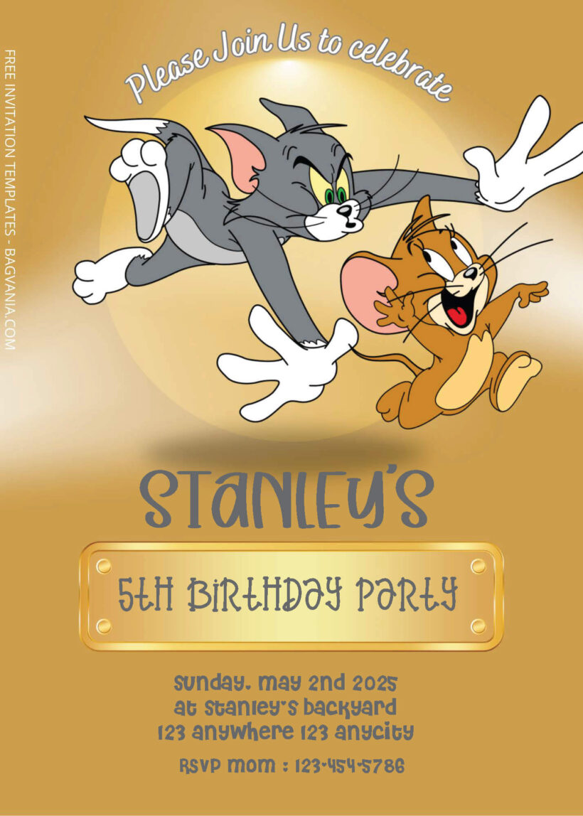 FREE PDF Invitation - Tom and Jerry Birthday Invitation Templates