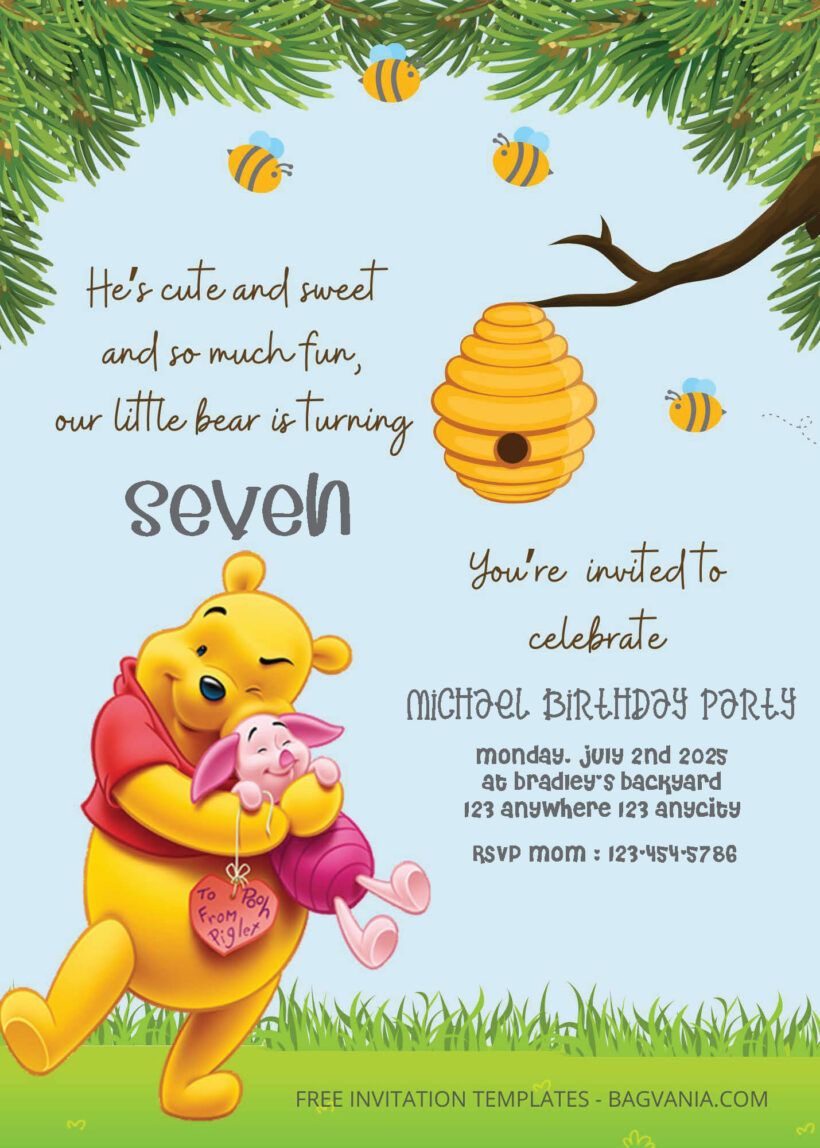 FREE PDF Invitation - Winnie the Pooh Birthday Invitation Templates