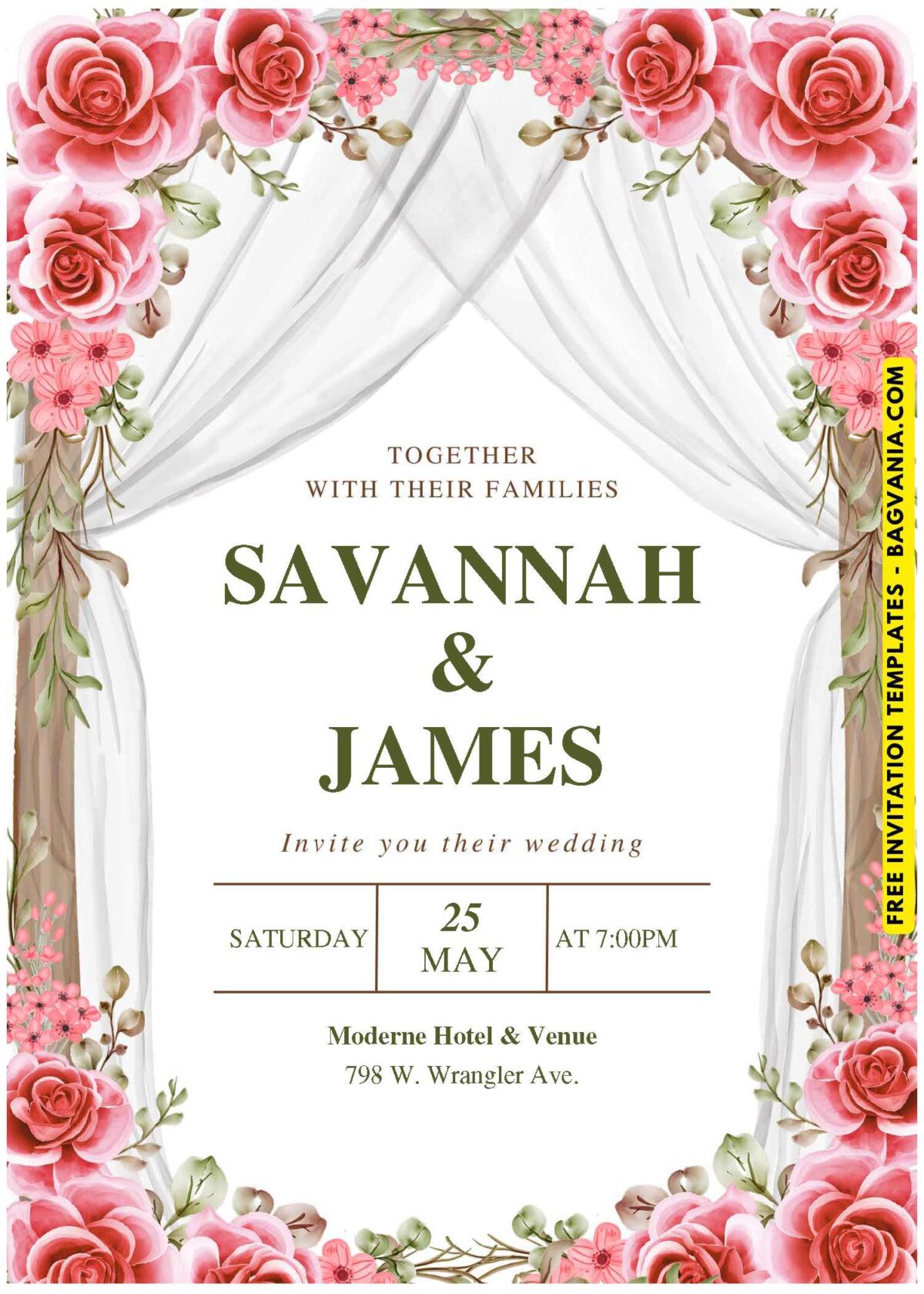 (Easily Edit PDF Invitation) Whimsical Floral Arch Wedding Invitation H