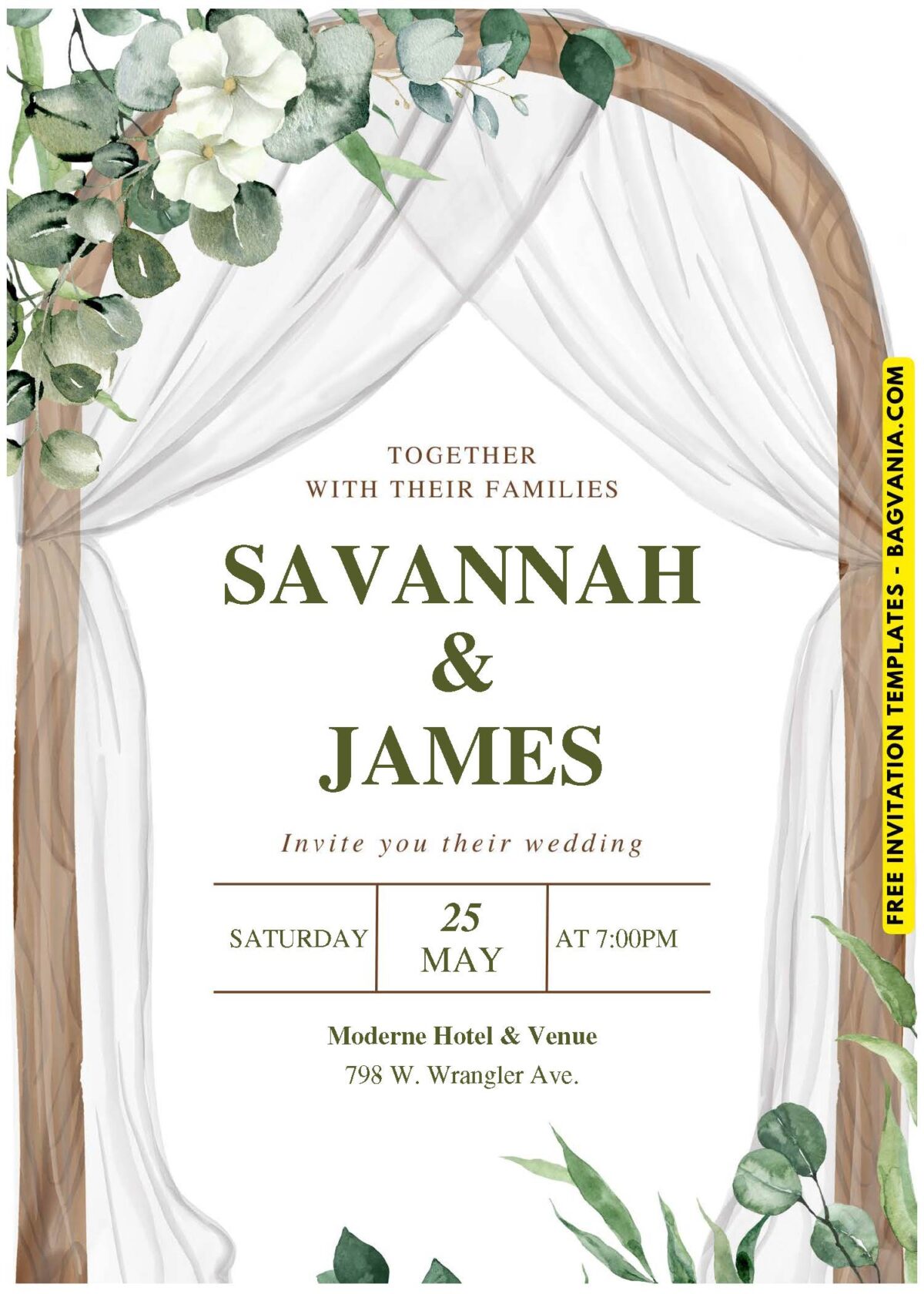 (Easily Edit PDF Invitation) Whimsical Floral Arch Wedding Invitation I