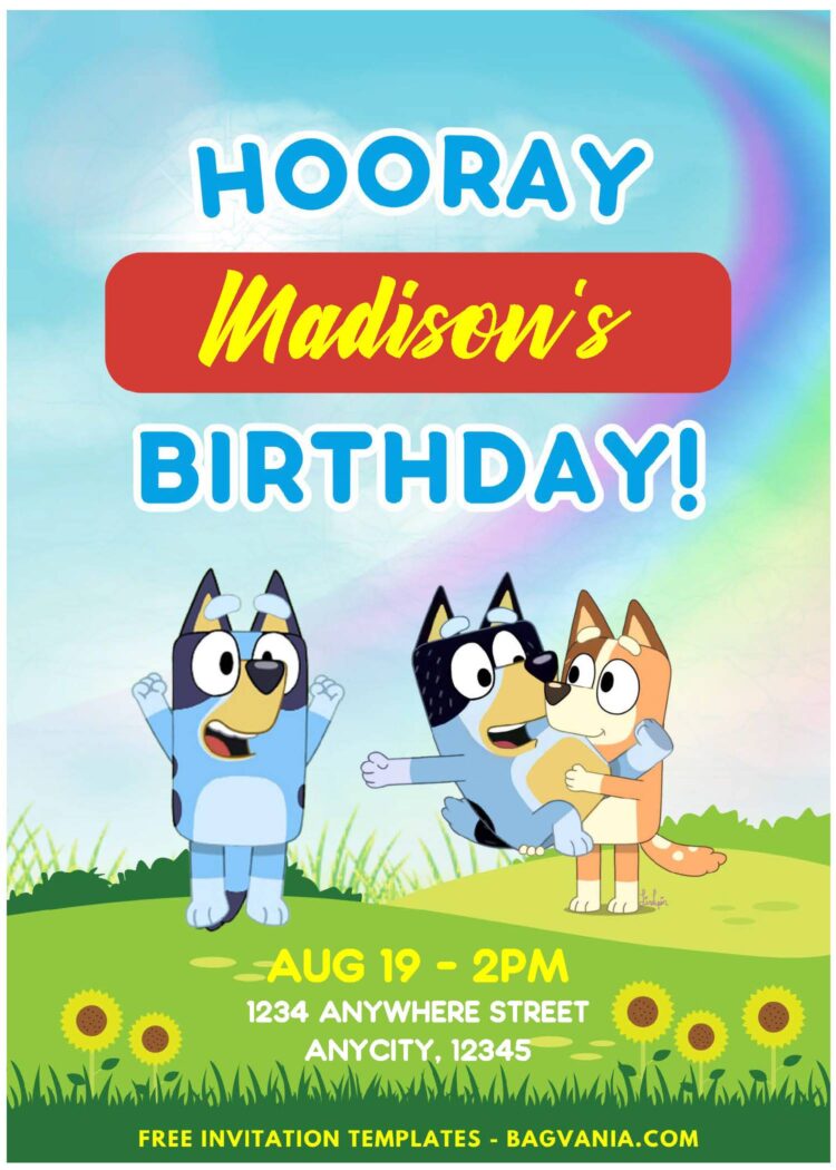 (Easily Edit PDF Invitation) Lovely Bluey Birthday Invitation | Bagvania