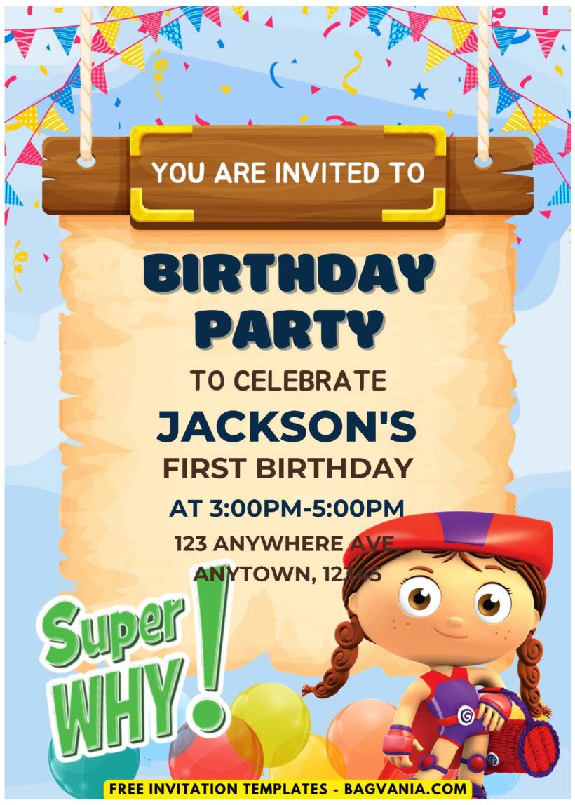 (Free PDF Invitation) Magical Super Why Birthday Invitation | Bagvania