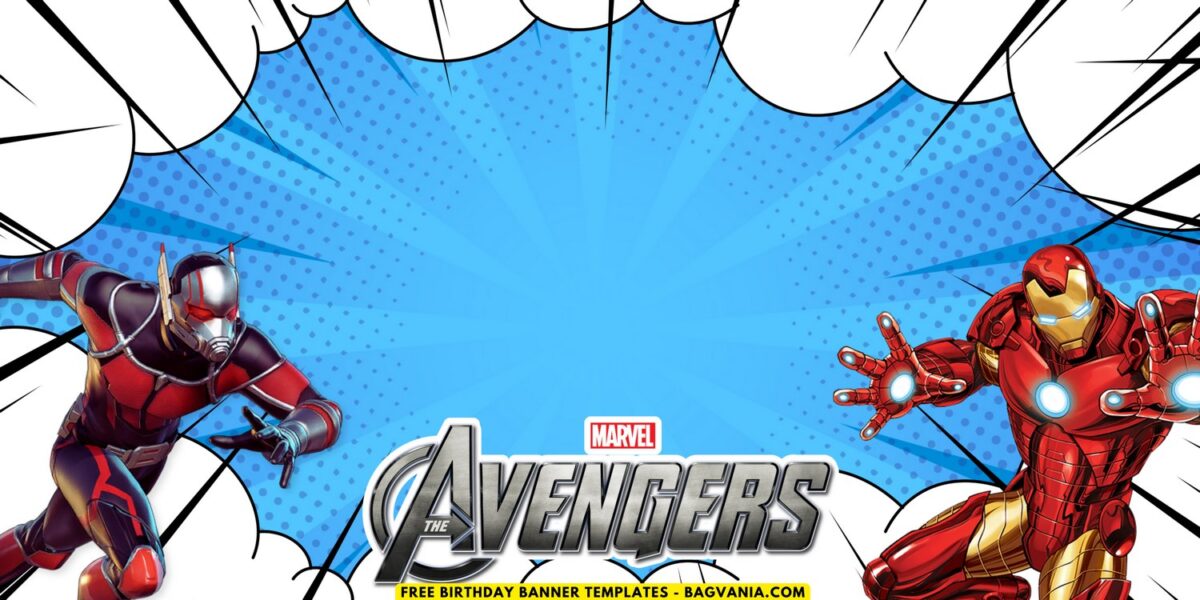 (Free Canva Template) Amazing Marvel Avengers Birthday Backdrop Templates B