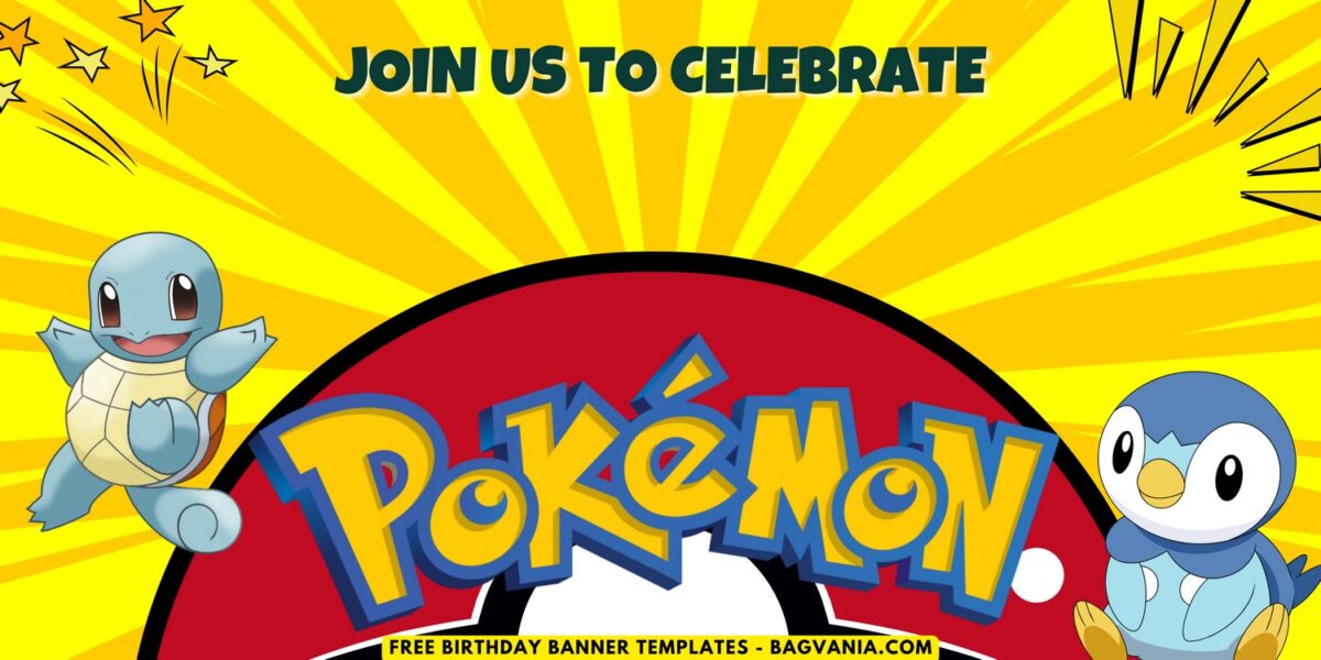 (Free Canva Template) Adorable Pokemon Universe Birthday Banner Templates B