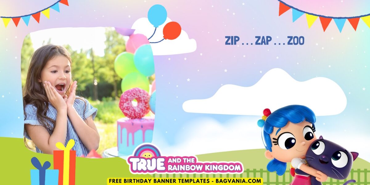 (Free Canva Template) Joyful True & Rainbow Kingdom Birthday Banner Templates D