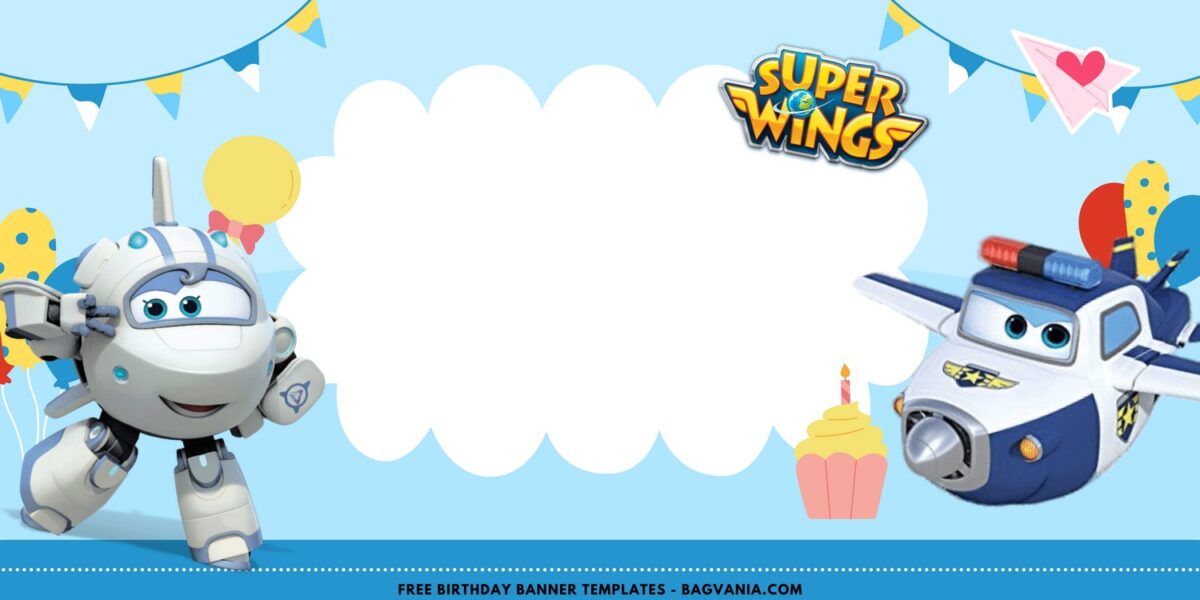 (Free Canva Template) Magical Super Wings Birthday Backdrop Templates D
