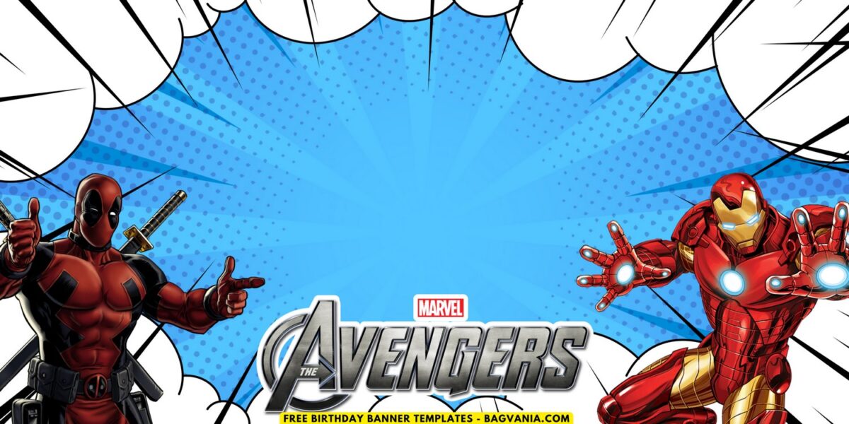 (Free Canva Template) Amazing Marvel Avengers Birthday Backdrop Templates C